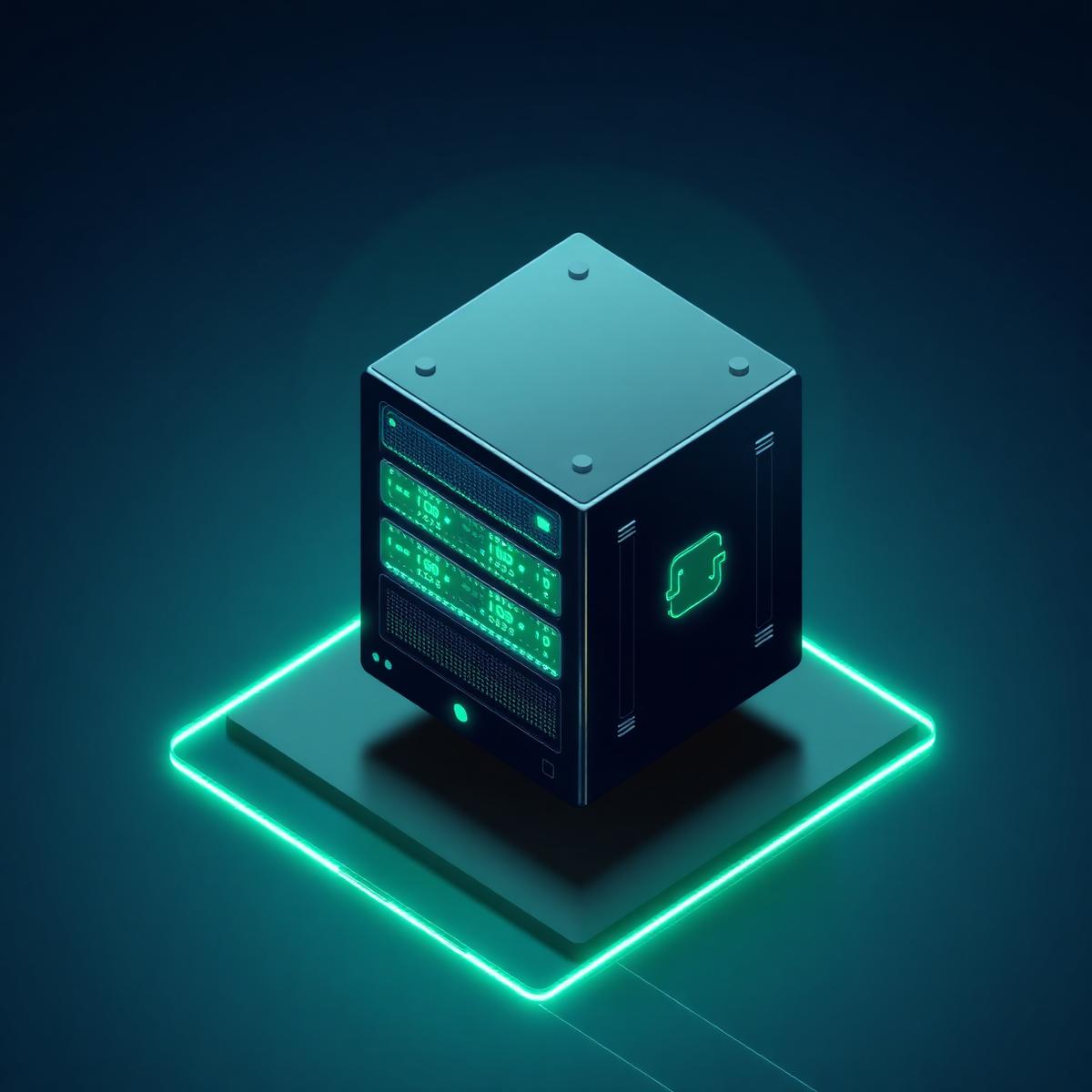 Isometric 3D visualization of an AI core network training node